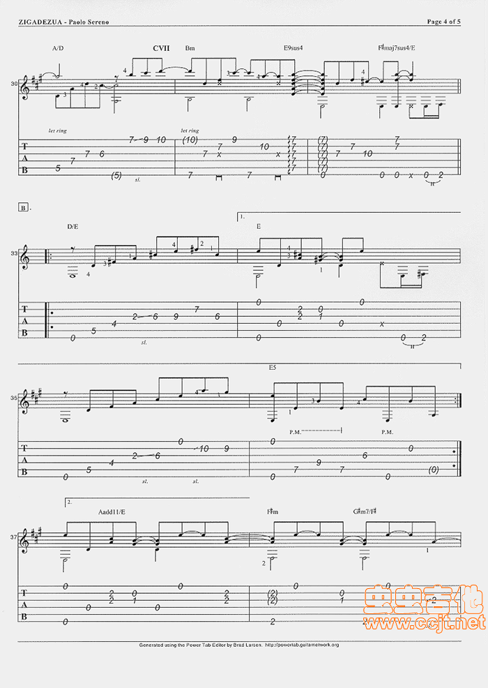 指弹作品《zigadezua》|吉他谱|图片谱|高清|世界名曲1