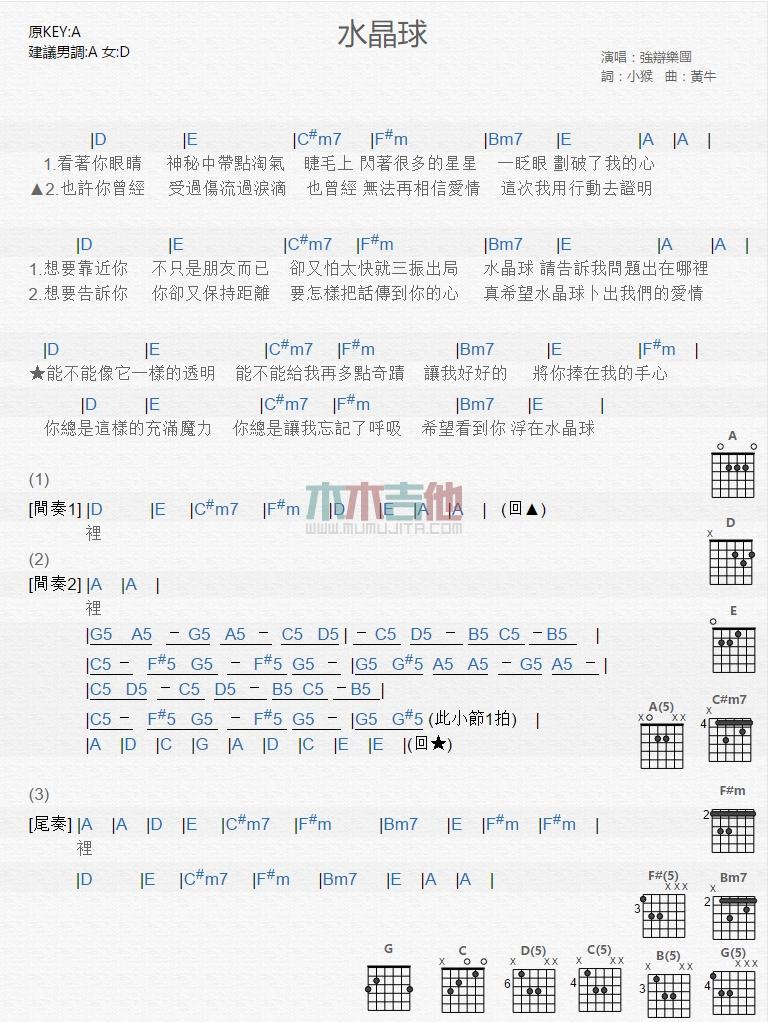水晶球_吉他谱_强辩乐团1