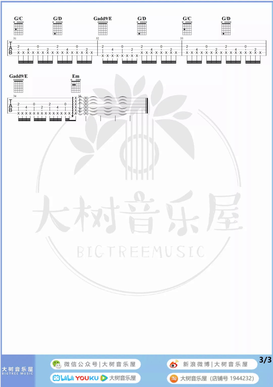 孤勇者吉他谱_陈奕迅_G调原版六线谱_吉他弹唱教学3