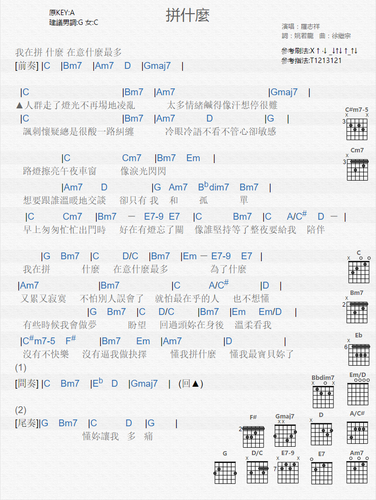 拼什么_吉他谱_罗志祥1