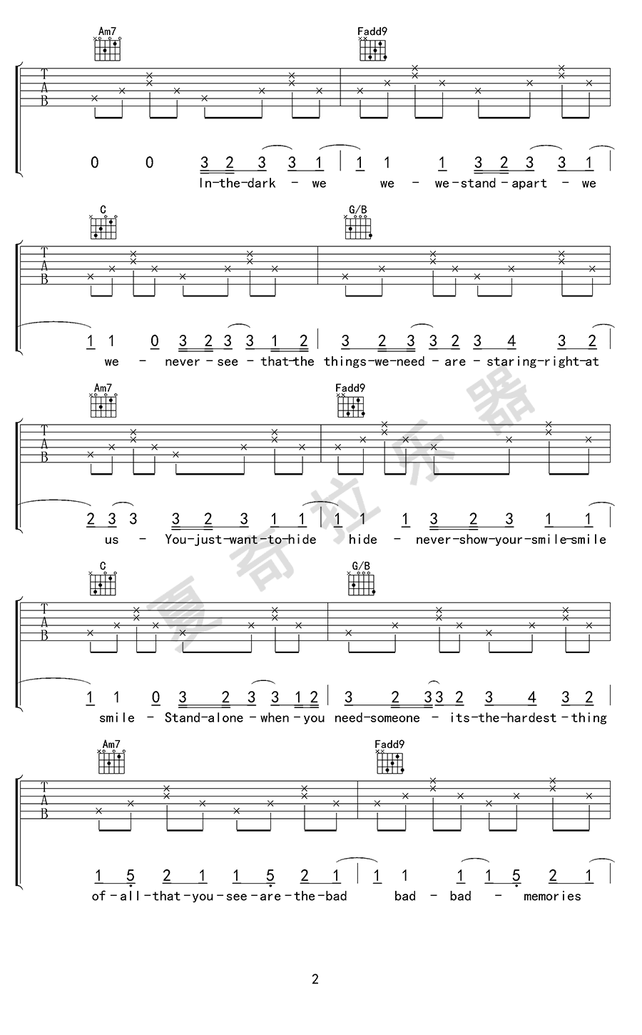 Monsters吉他谱_Katie Sky_C调弹唱谱_高清完整版2