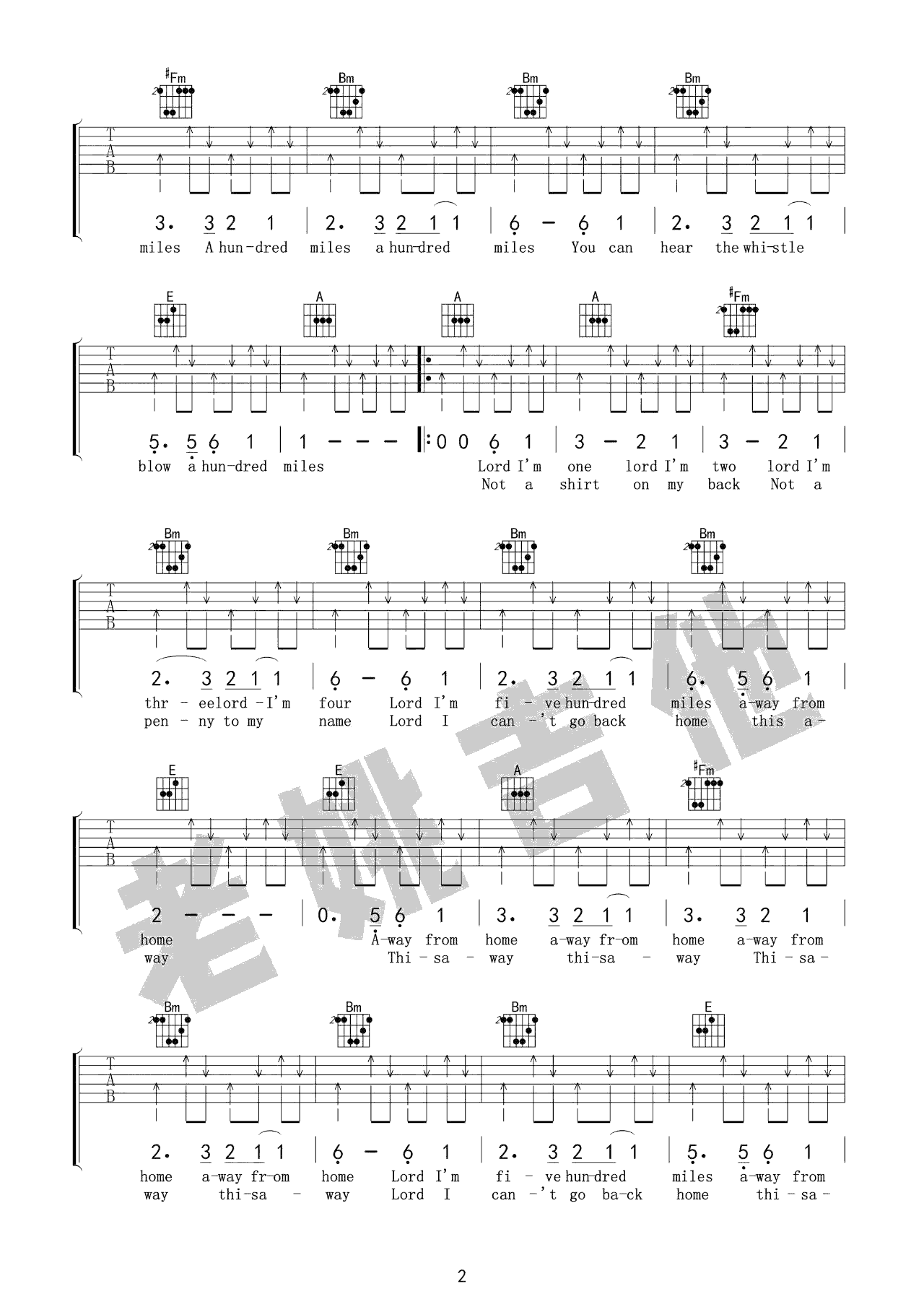 500 Miles吉他谱 《醉乡民谣》主题曲吉他谱 吉他教学视频2
