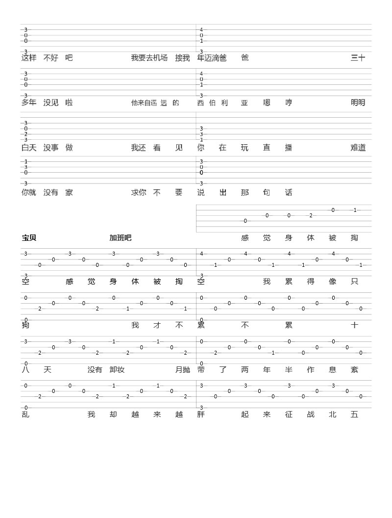 感觉身体被掏空吉他谱