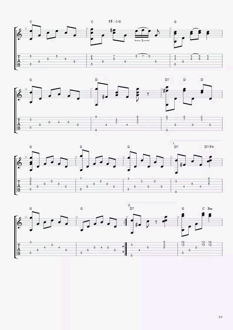 Silent night指弹谱_平安夜吉他独奏谱_圣诞歌曲2