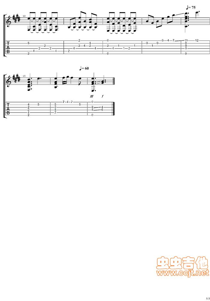 卡伐蒂娜|cavatina|吉他谱|图片谱|高清|约翰·威廉姆斯|John Williams1