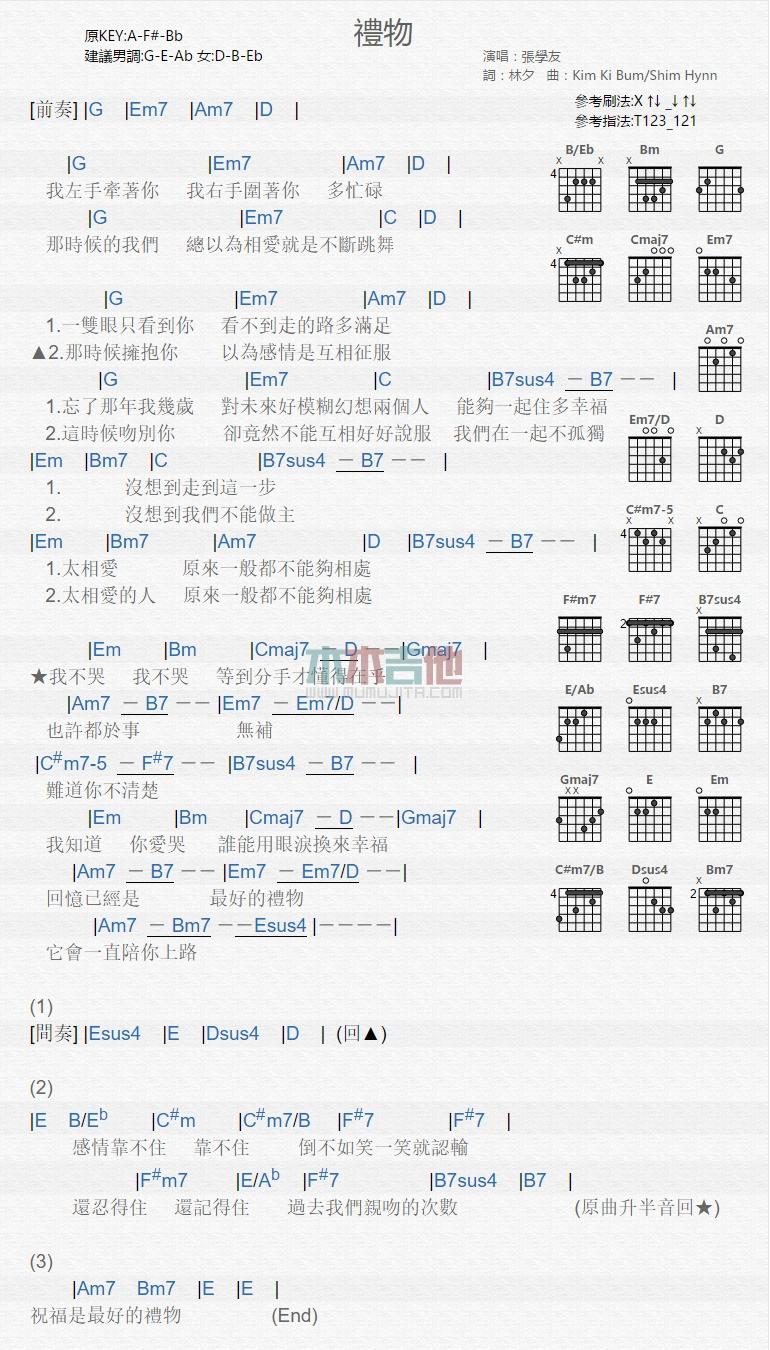 礼物_吉他谱_张学友1