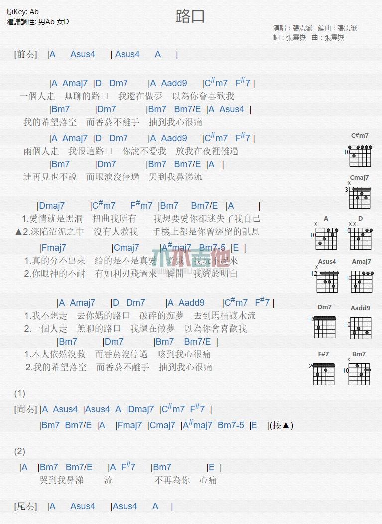 路口_吉他谱_张震岳1