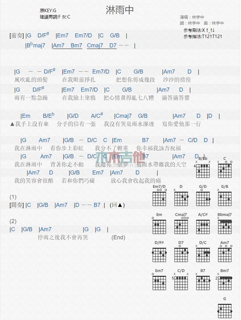 淋雨中_吉他谱_林宇中1