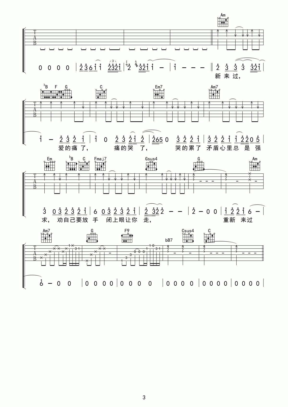 记事本吉他谱  周传雄3