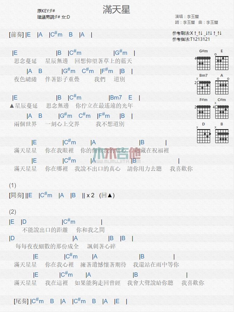 满天星_吉他谱_李玉玺1