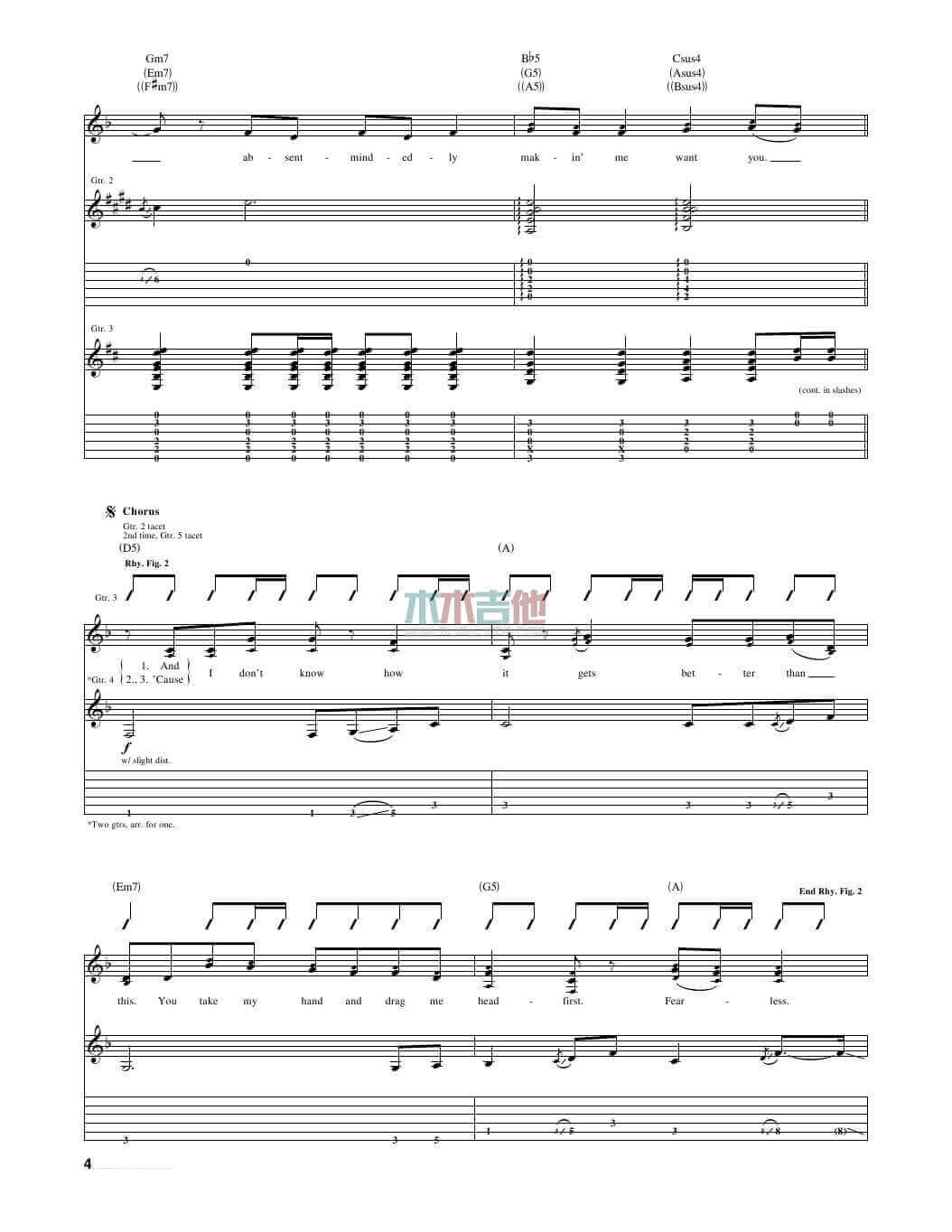 fearless吉他谱 A调女生版-Taylor Swift1