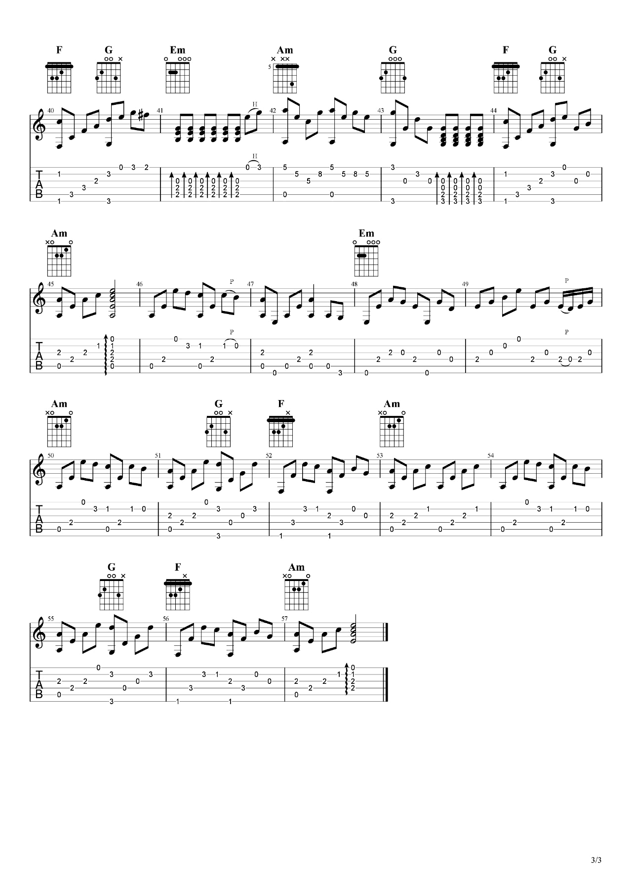 铁血丹心指弹谱_吉他独奏谱_指弹演示+教学视频3