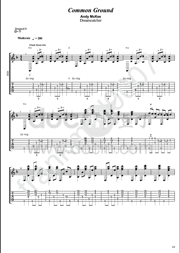 common ground吉他指弹谱 精选原版_豆丁网编配_Andy McKee1