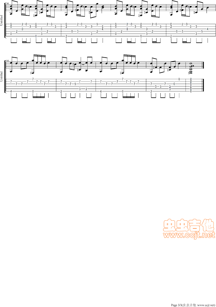 [寒蝉鸣泣之时]You 指弹|吉他谱|图片谱|高清|寒蝉鸣泣之时1