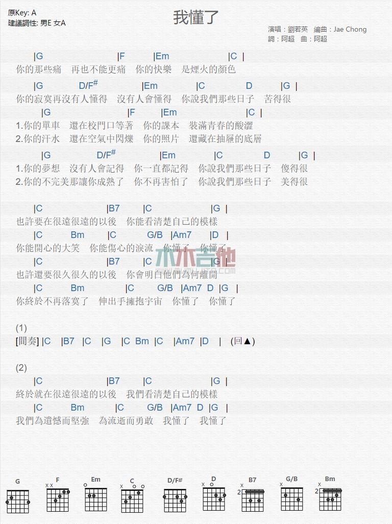 我懂了_吉他谱_刘若英1