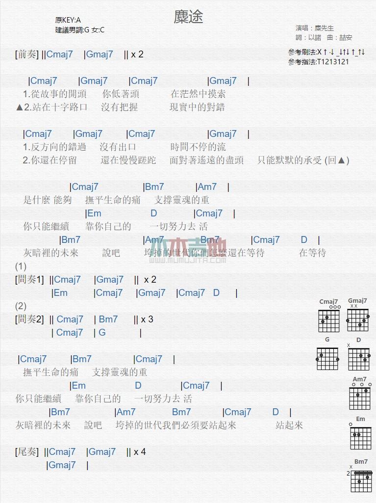 麋途_吉他谱_麋先生1
