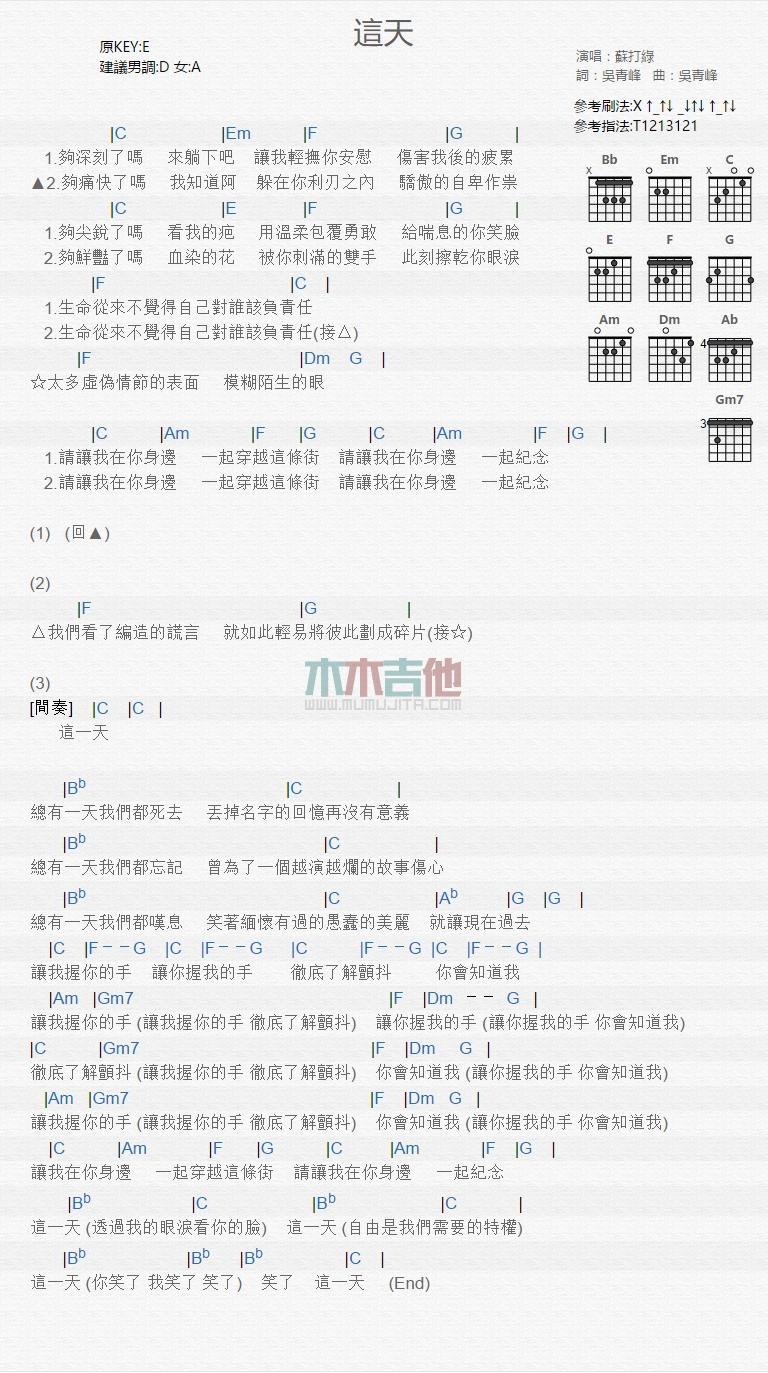 这天_吉他谱_苏打绿1