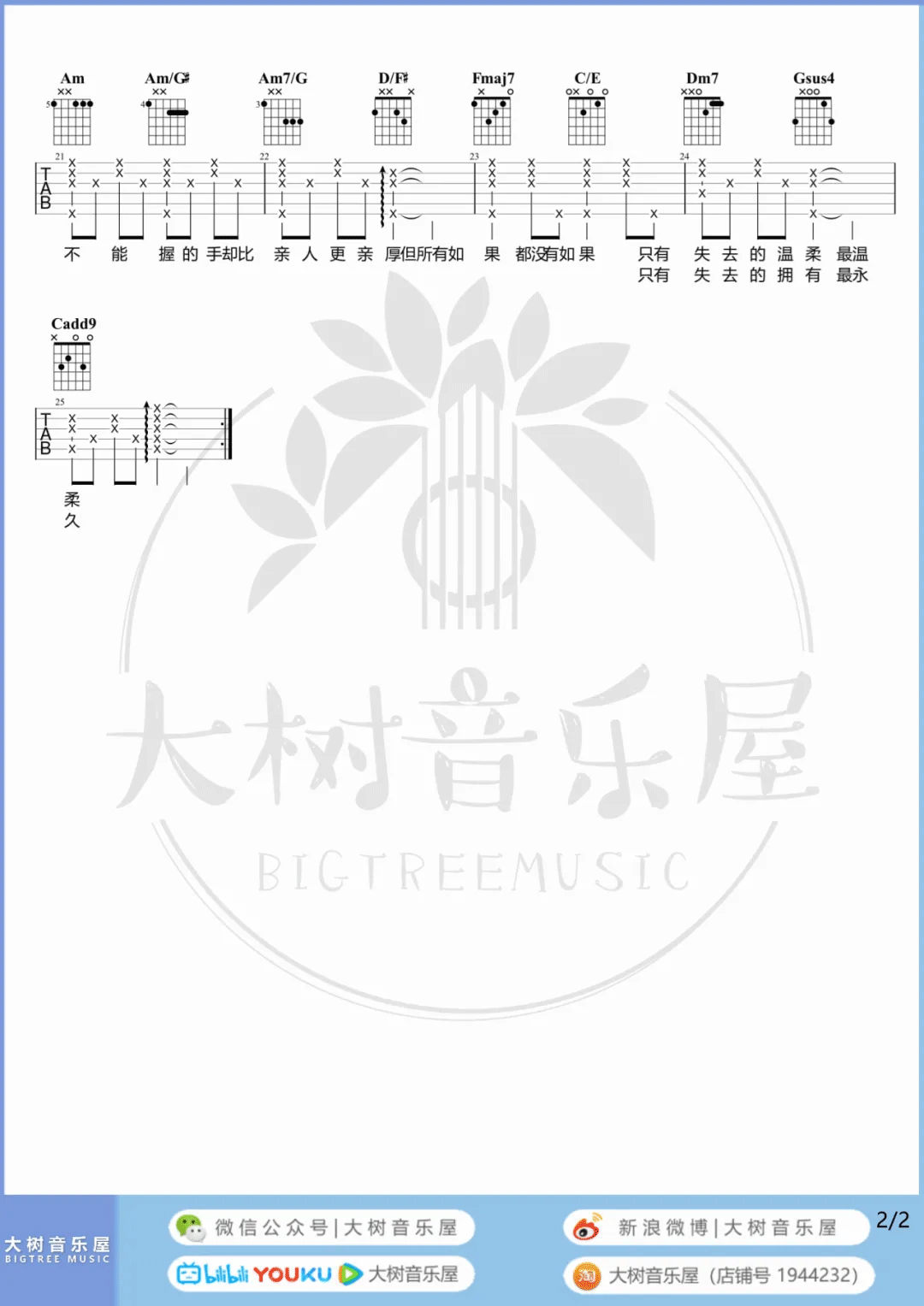 匿名的好友吉他谱_杨丞琳_C调原版六线谱_吉他弹唱教学2