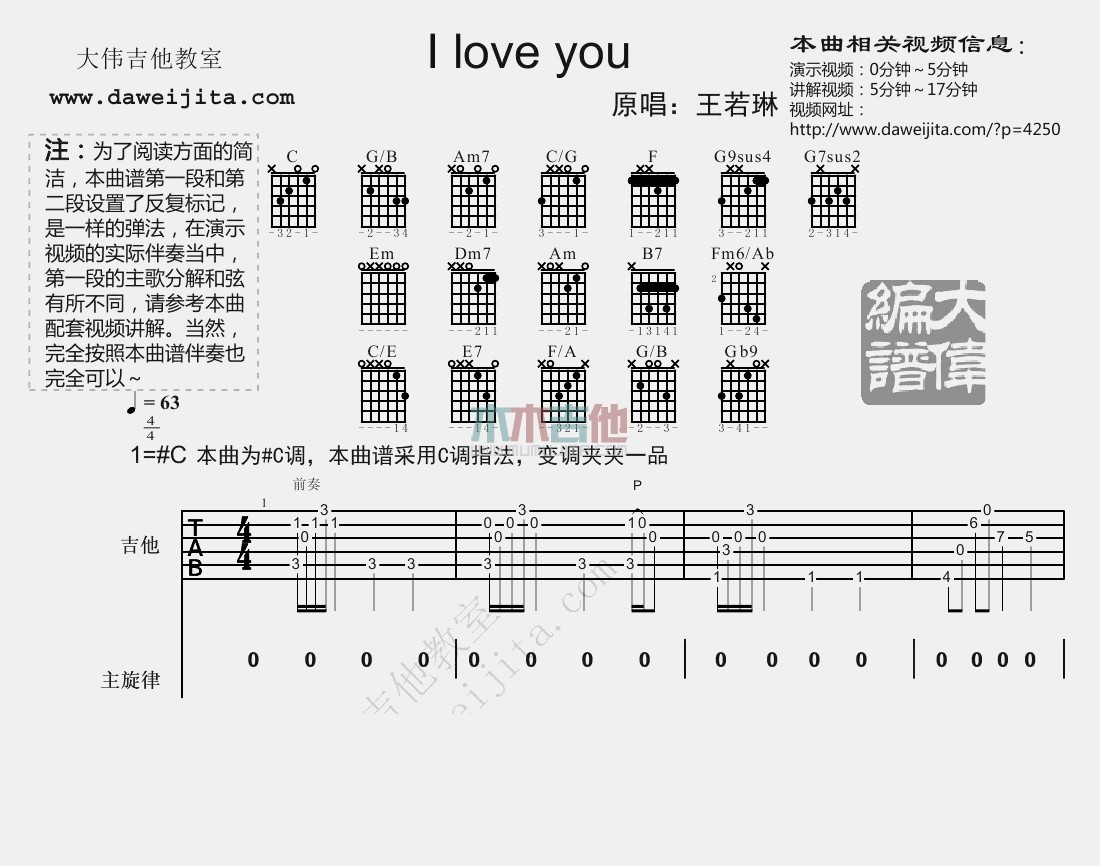 I Love You(吉他谱)_王若琳1