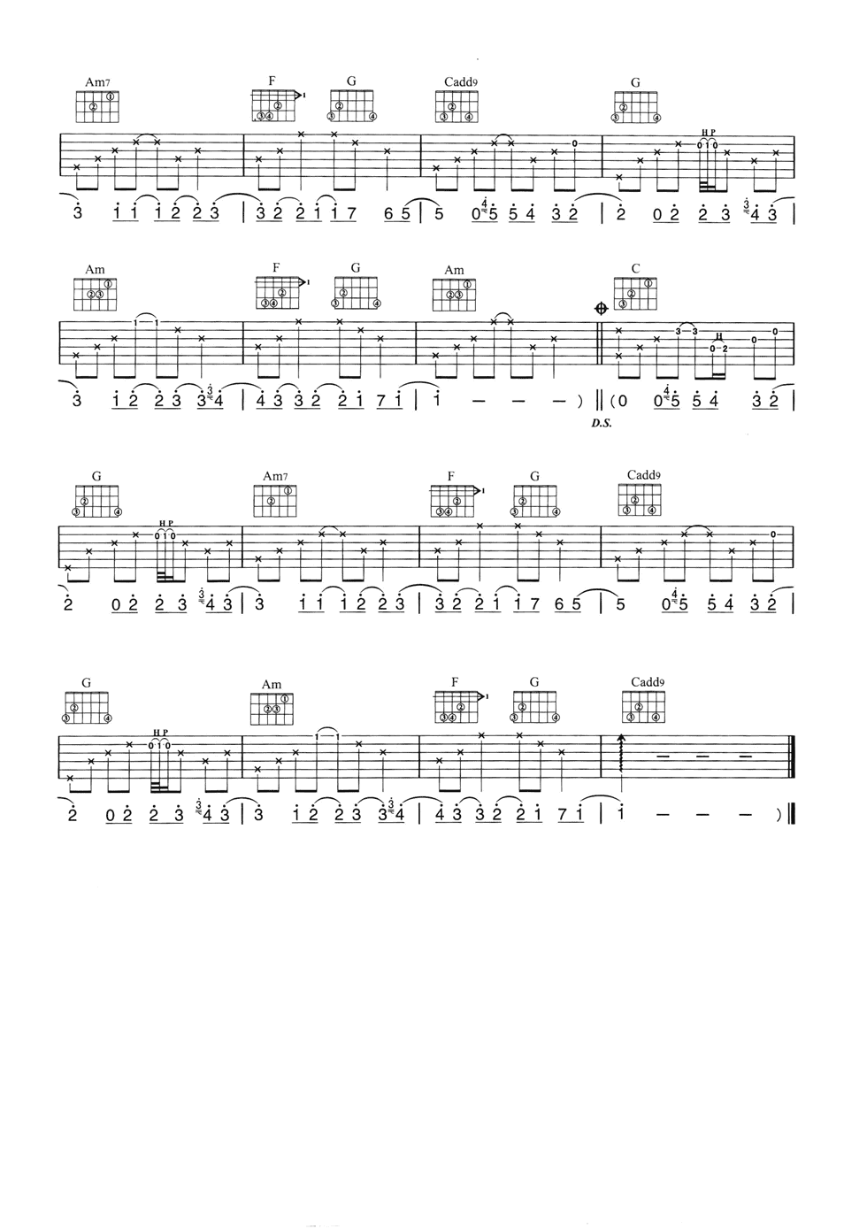 Take Me To Your Heart吉他谱 G调六线谱-简单版-Michael Learns To Rock1