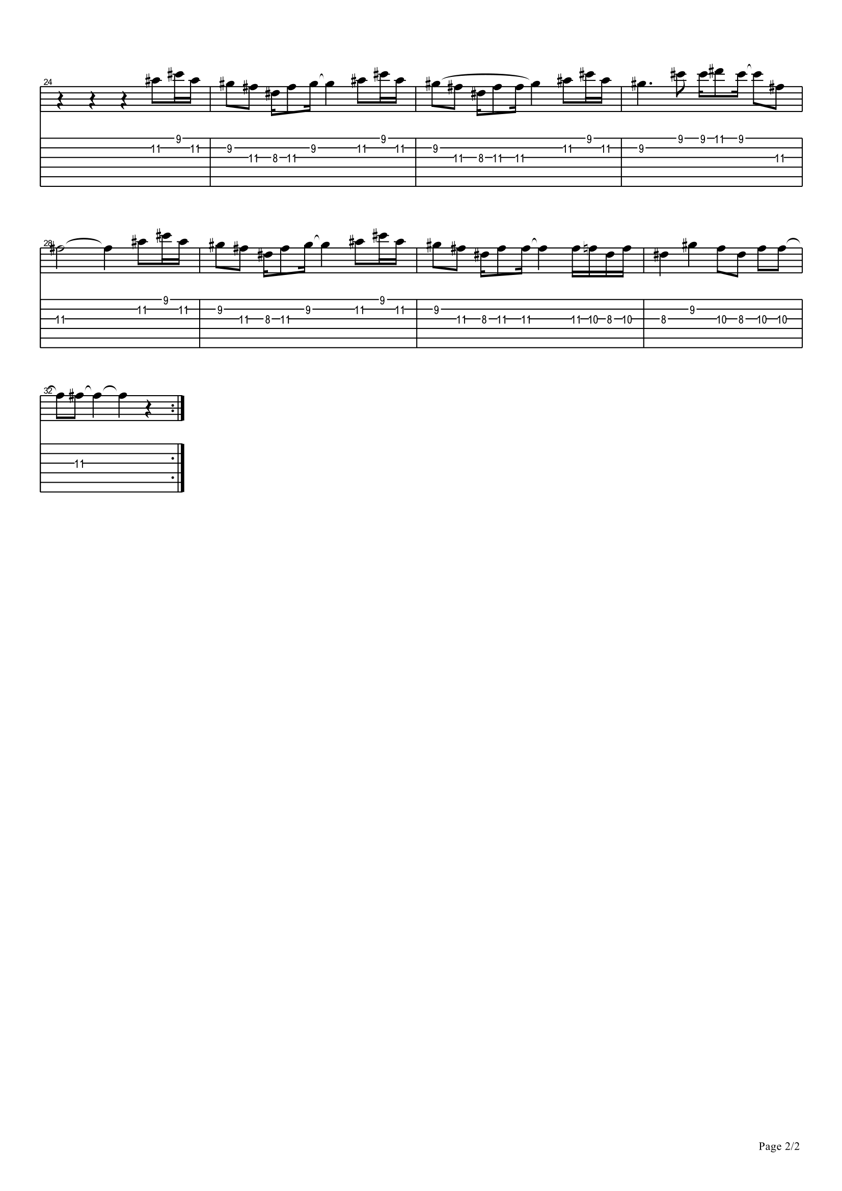 打上花火指弹谱_单音版_米津玄师_吉他独奏谱2