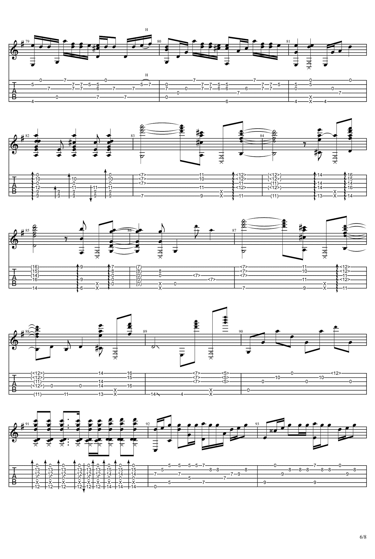 没什么大不了指弹谱_RADWIMPS_独奏六线谱_吉他指弹谱6