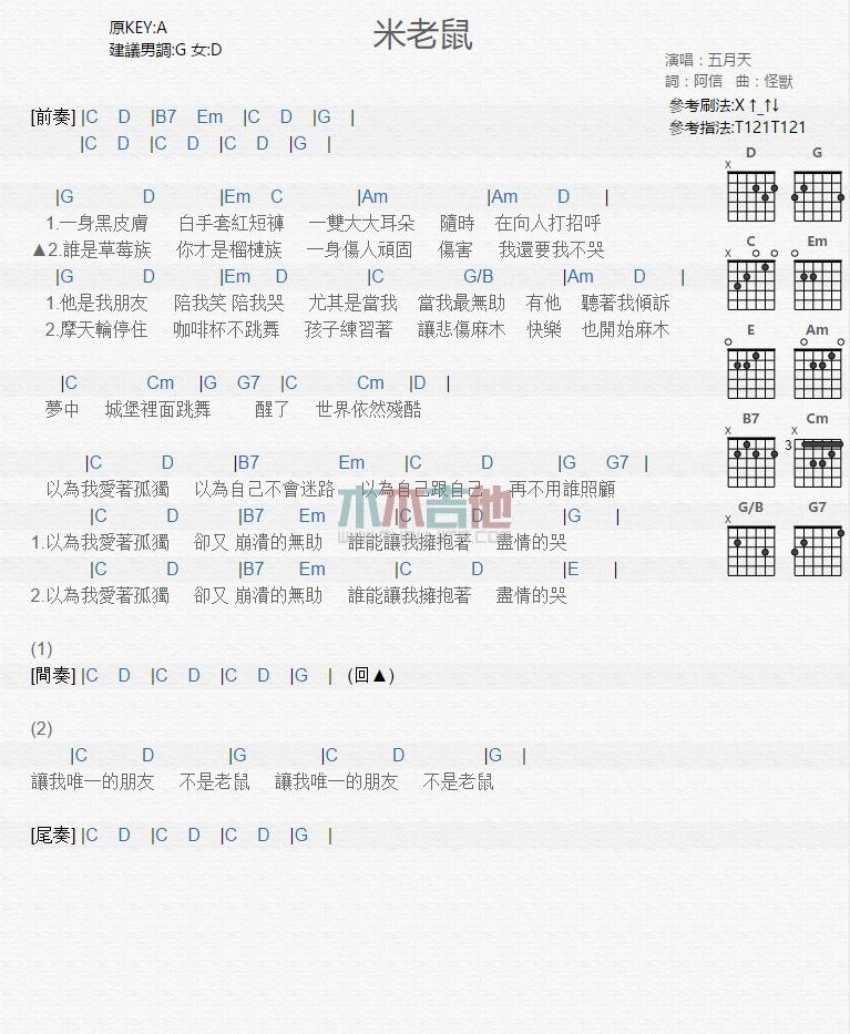 米老鼠_吉他谱_五月天1