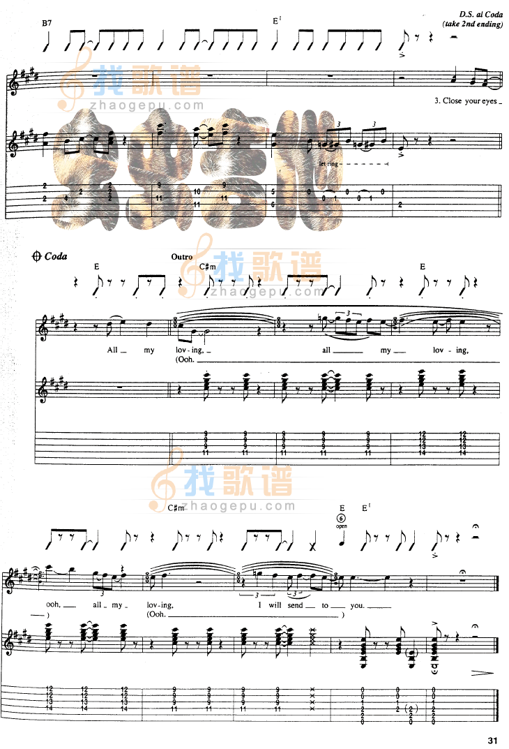 All My Loving吉他谱 F调六线谱_找歌谱编配_Wayne Gratz4