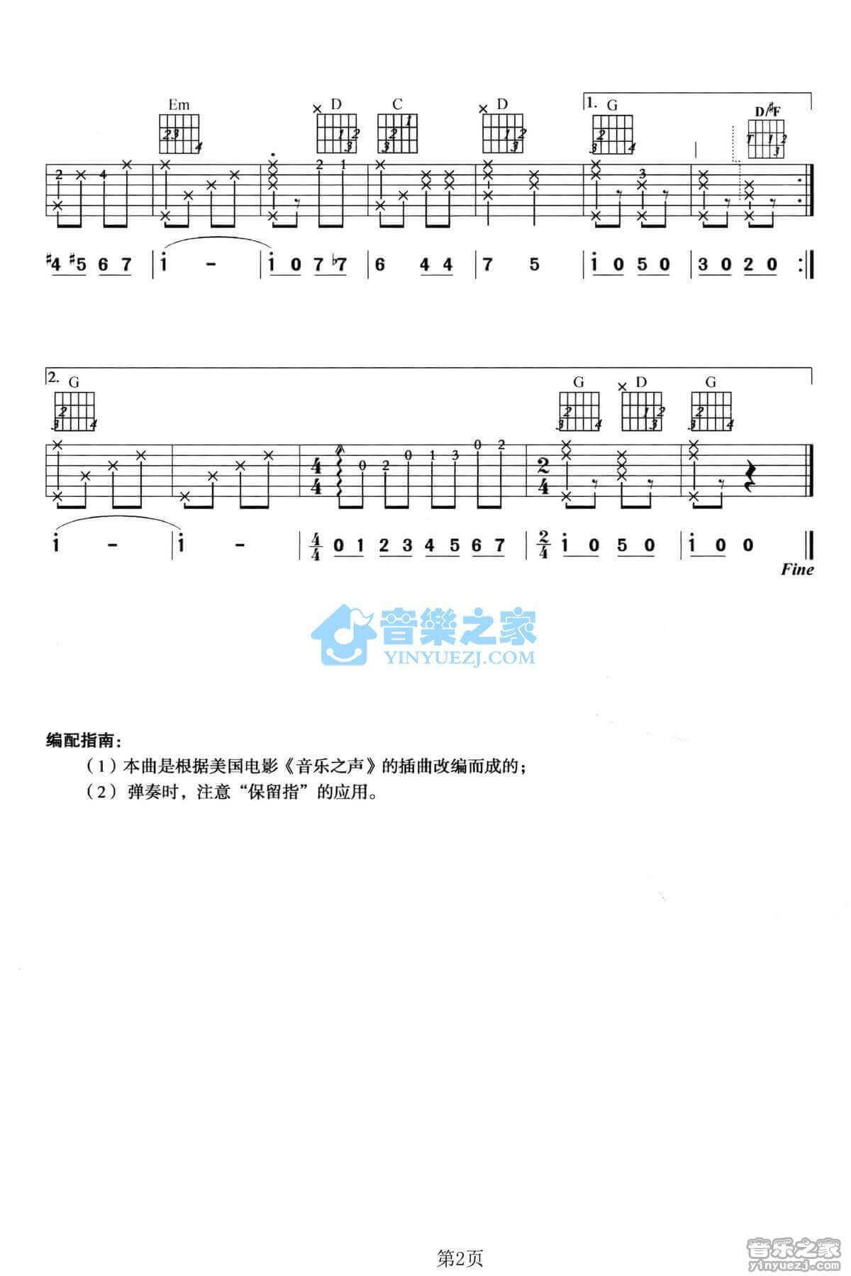 哆唻咪吉他谱 C调六线谱-美国歌曲1