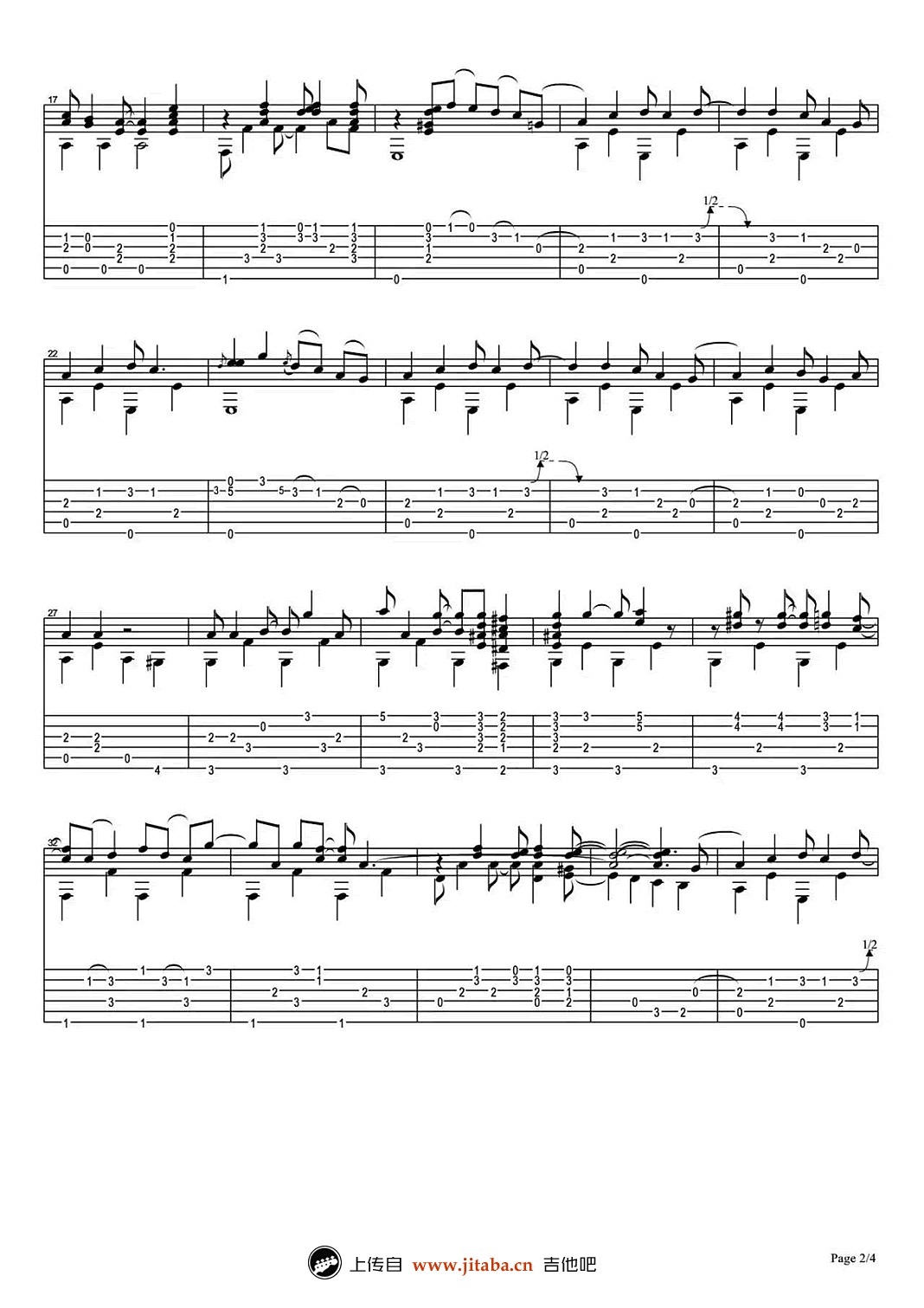 Windy And Warm指弹谱 原版六线谱-吉他吧编配-Tommy Emmanuel1
