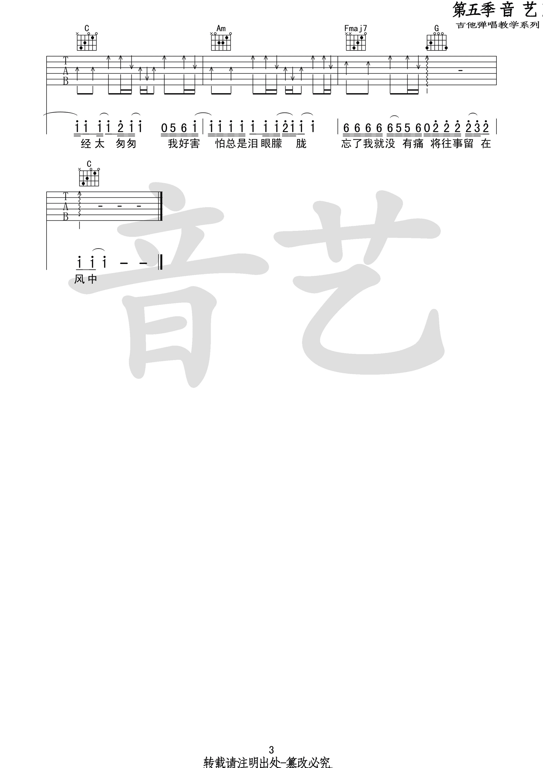 《当爱已成往事》吉他谱-张国荣-C调弹唱六线谱-高清图片谱1