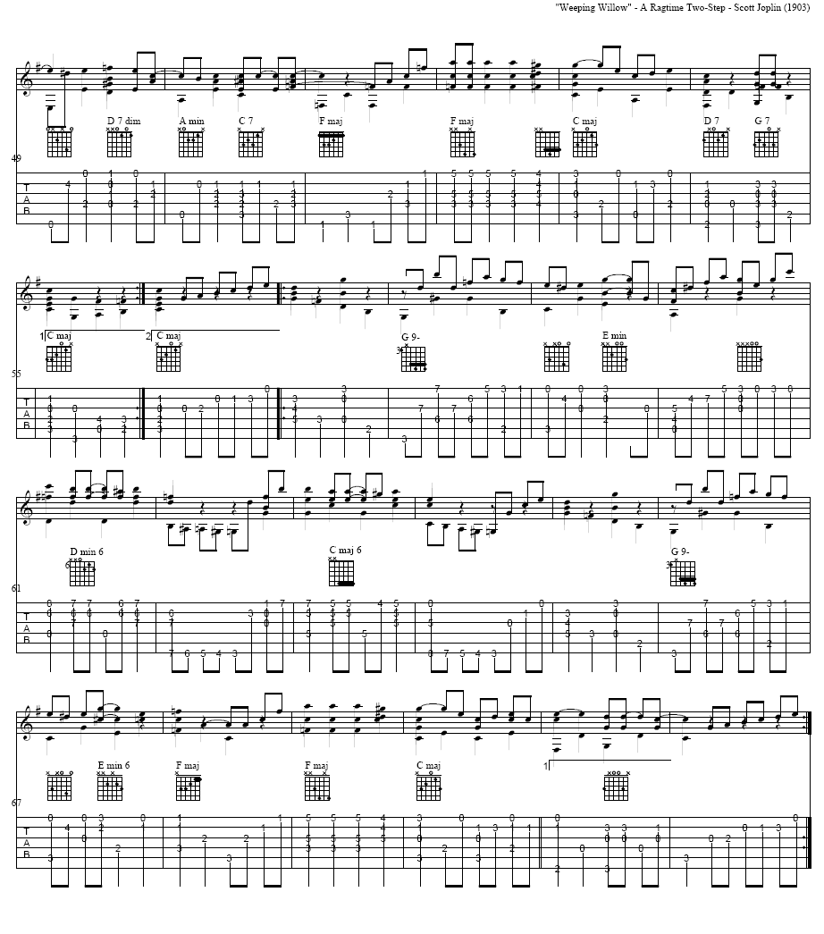 Weeping Willow|吉他谱|图片谱|高清|S·乔普林（S·JOPLIN）1