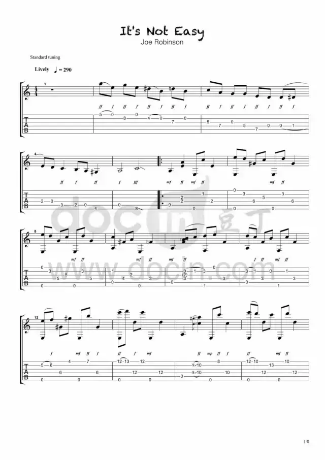 It´s Not Easy指弹谱 原调六线谱-Joe Robinson1