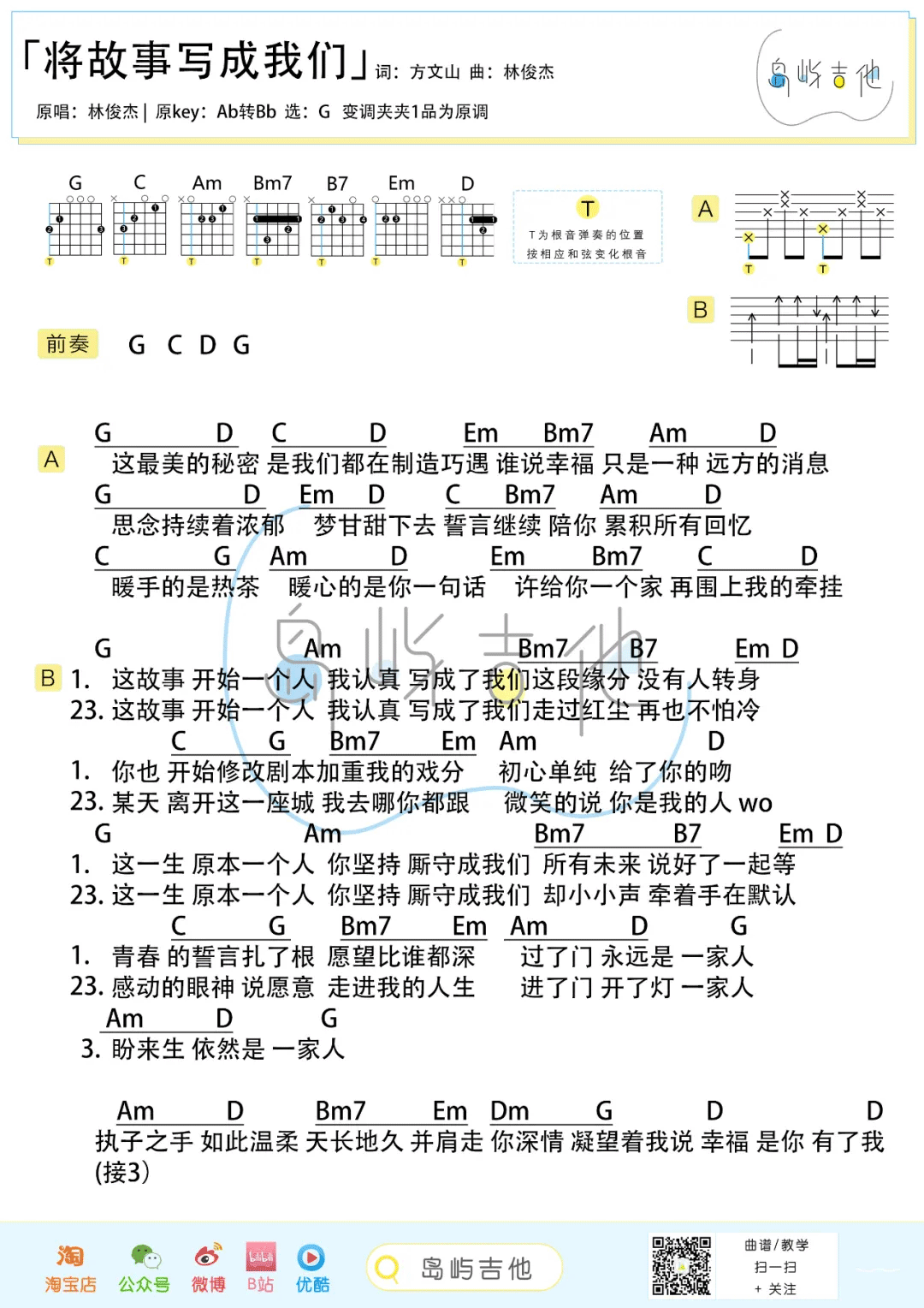 《将故事写成我们》吉他谱_林俊杰_G调简单版_弹唱六线谱2