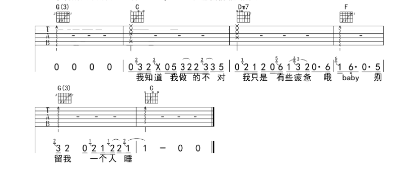 赵雷《无法长大》吉他谱1