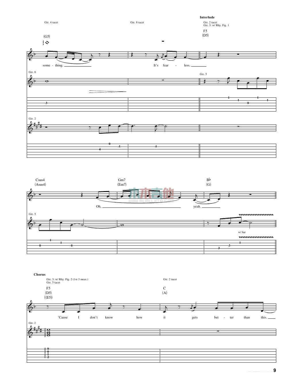 fearless吉他谱 A调女生版-Taylor Swift1