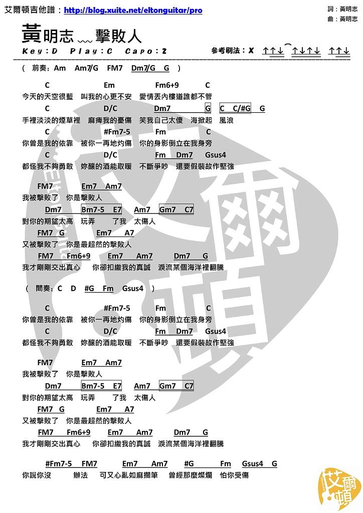 击败人_吉他谱_黄明志1