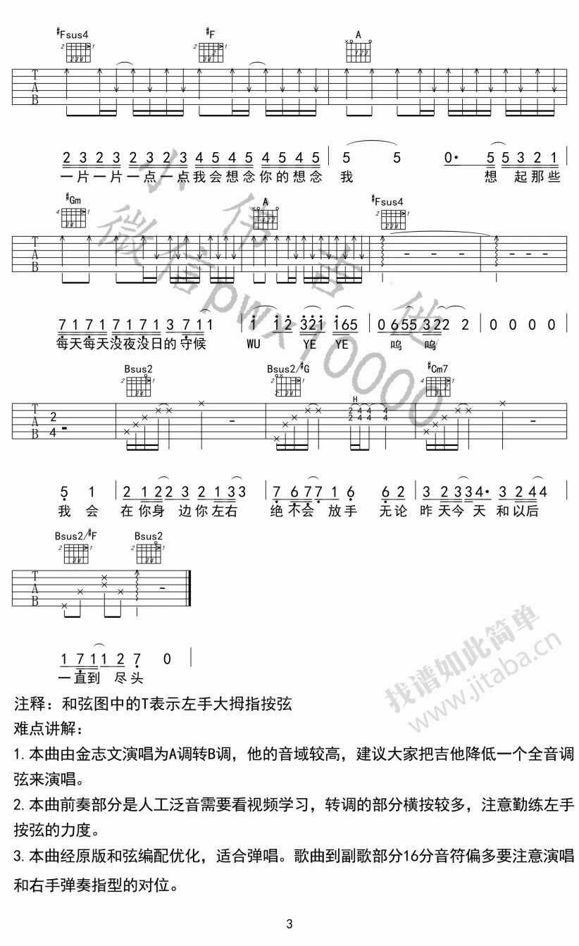 夏洛特烦恼吉他谱-金志文-吉他弹唱教学3