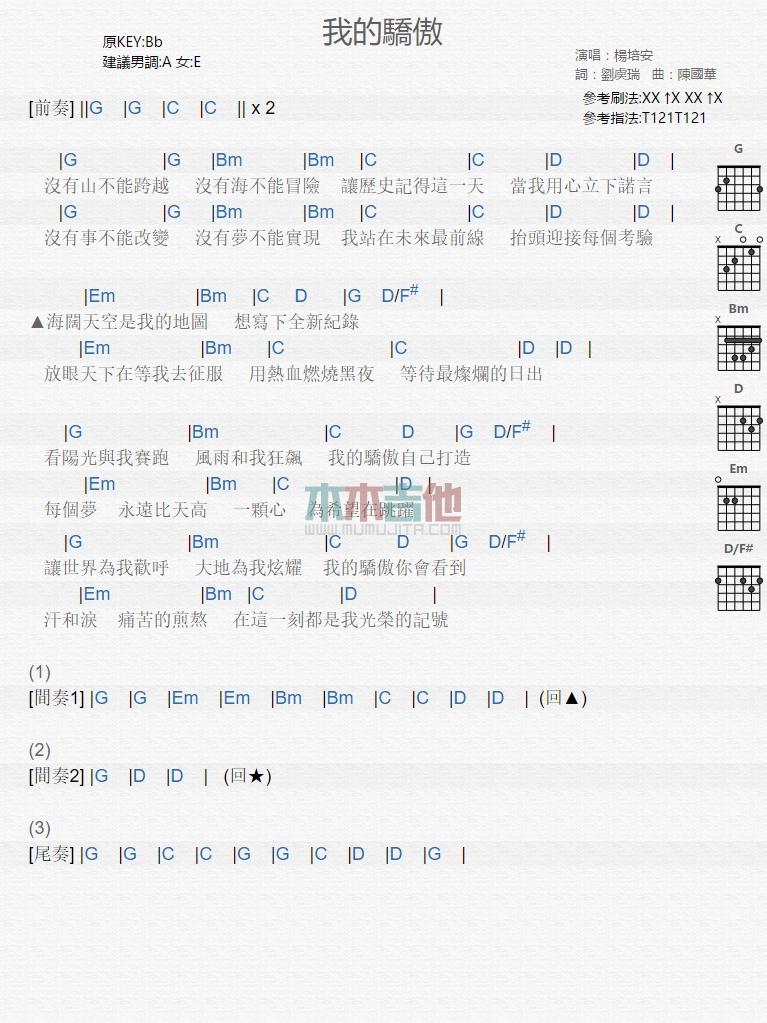我的骄傲_吉他谱_杨培安1
