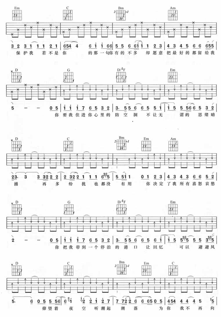 防空洞吉他谱 G调简单版_戴佩妮做曲编配_戴佩妮2