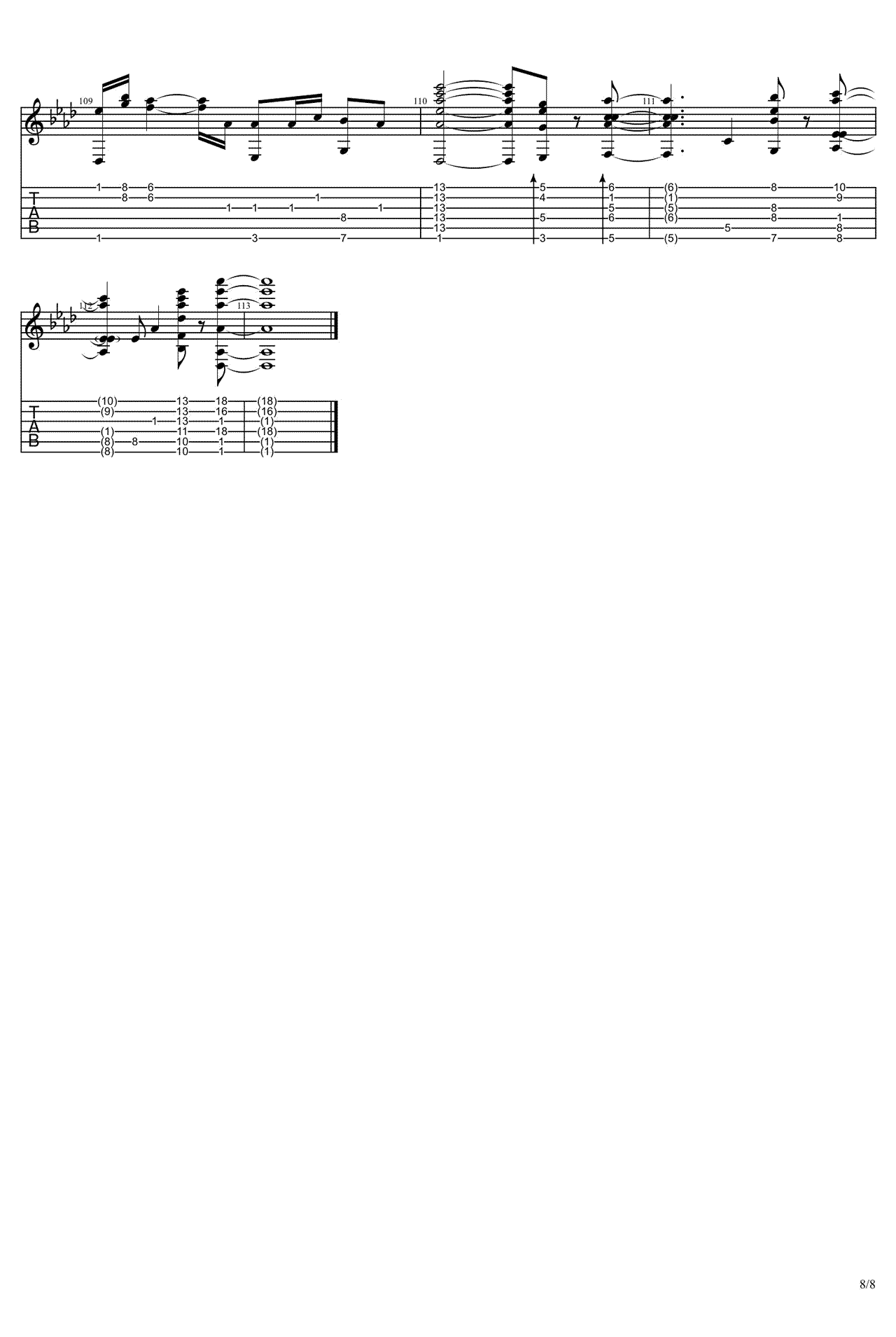 没什么大不了指弹谱_RADWIMPS_独奏六线谱_吉他指弹谱8