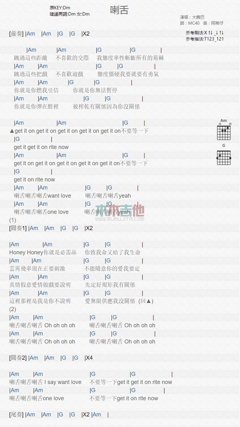 喇舌_吉他谱_大嘴巴1