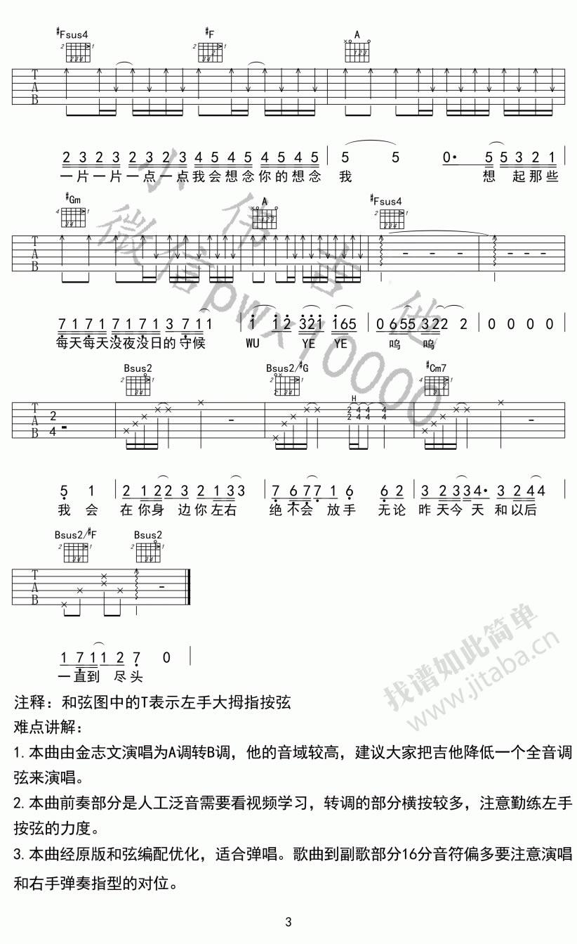 金志文 夏洛特烦恼吉他谱_吉他弹唱教学3