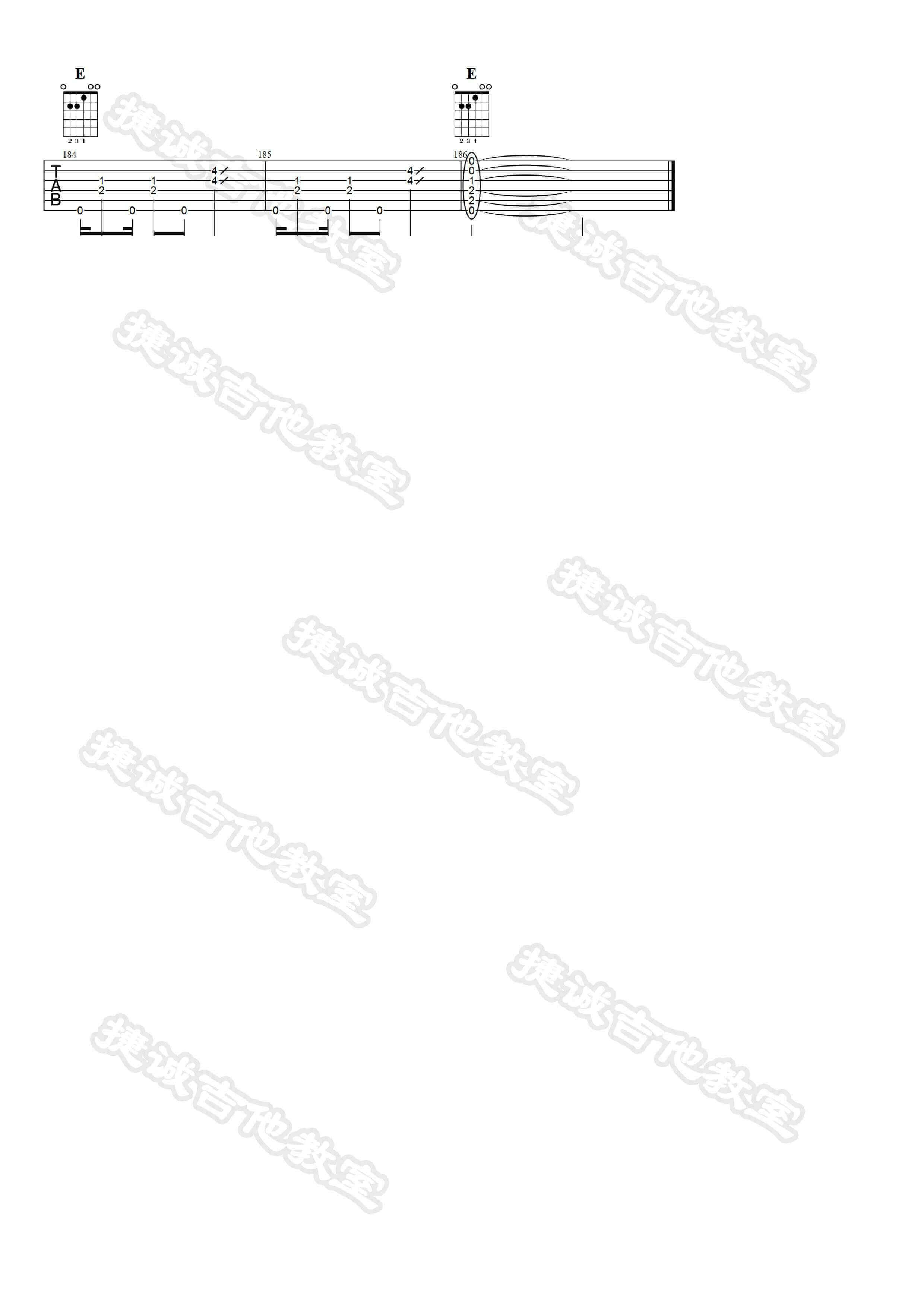 观察者吉他谱 E调原版-鹤唳吉他教室编配-陈绮贞1