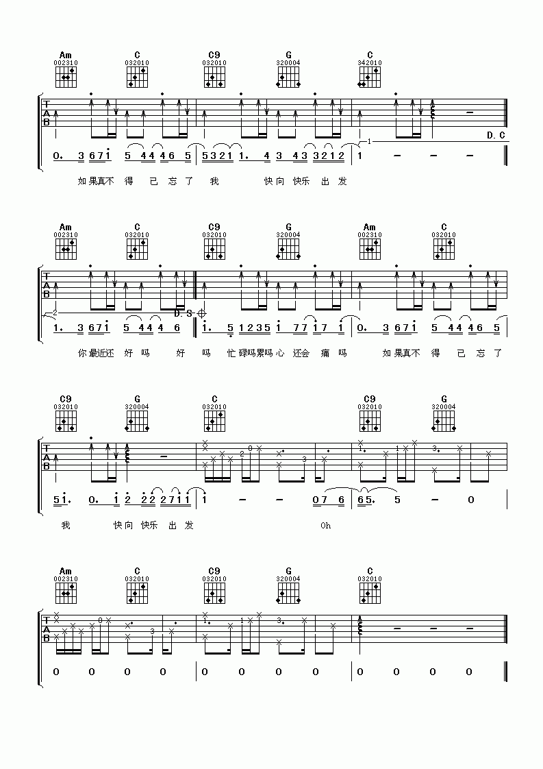 你最近还好吗吉他谱  S.H.E3