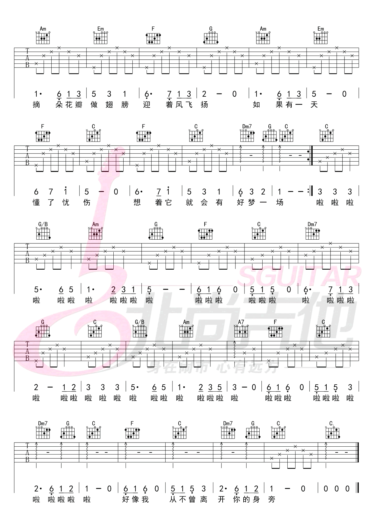 萱草花吉他谱_C调_张小斐_唱给妈妈的歌曲_弹唱演示视频2