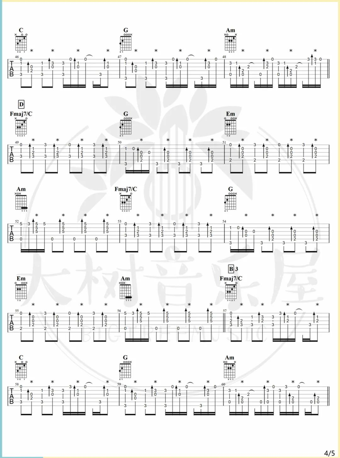 爱人错过指弹谱-告五人-吉他独奏六线谱-附演示视频1