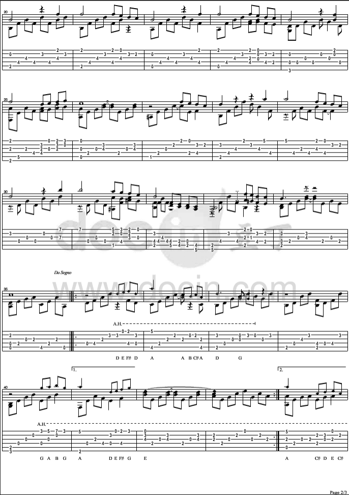 Sundial Dreams指弹谱 C调六线谱-Kevin Kern1