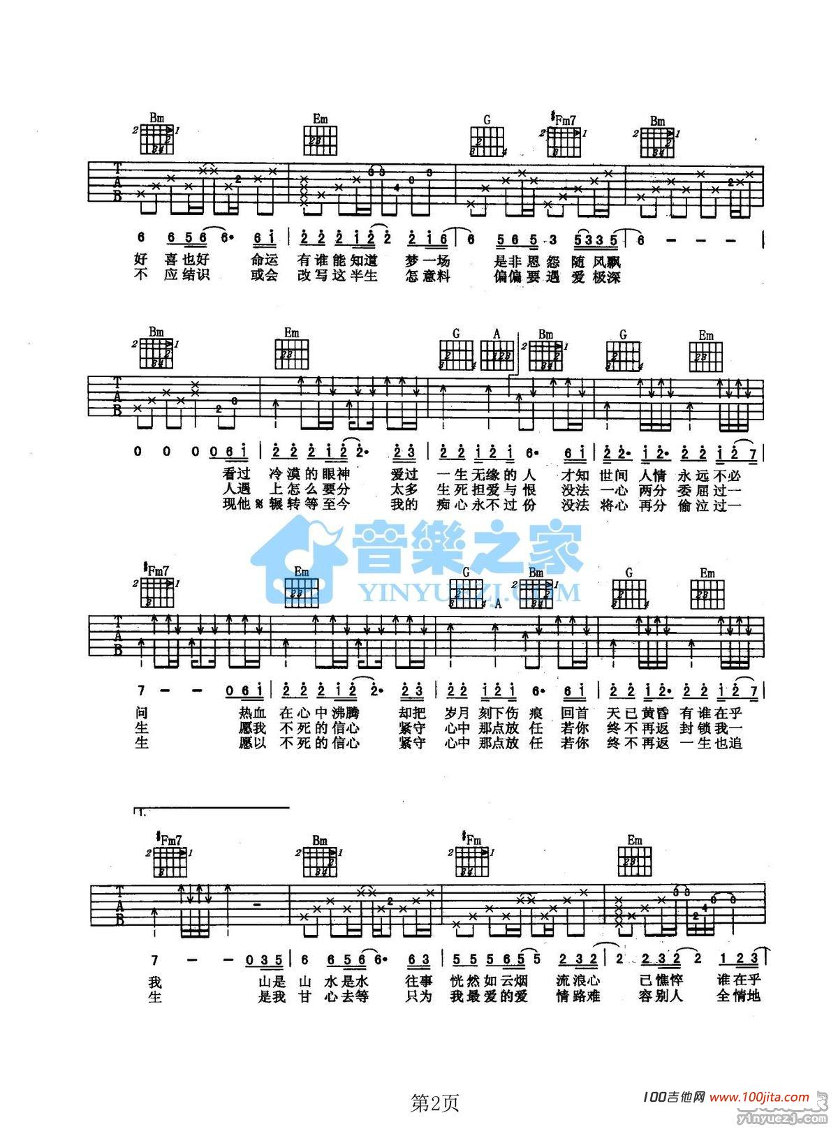 英雄泪吉他谱_王杰_吉他弹唱谱六线谱1