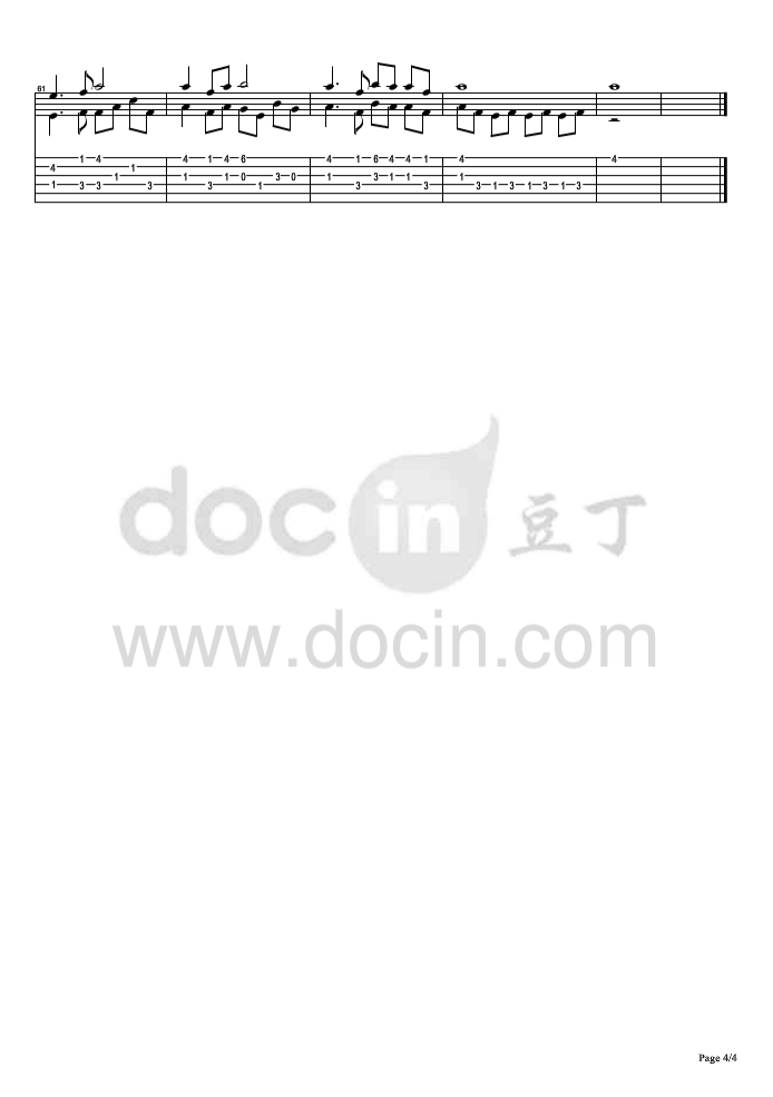 莫失莫忘指弹谱 原调六线谱_豆丁网编配_麦振鸿4